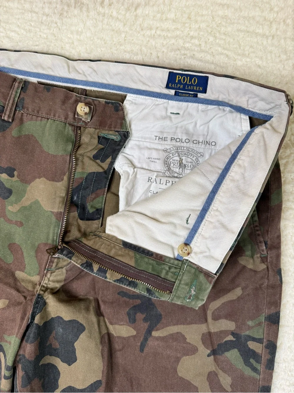 Polo Ralph Lauren Classic Cotton Twill Camo Green Chino Pants Men's Size 38x32 - Picture 5 of 12